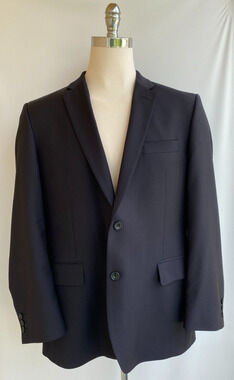 Alexandre London Savile Row 2 Button Blazer Jacket Wool Black Herringbone sz 44R